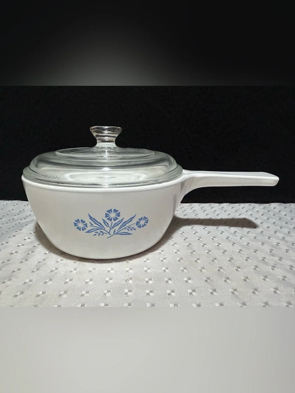 Vintage Corning Ware Blue Cornflower 1 Pint Saucepan Skillet P-81-B w/Lid P-81-C